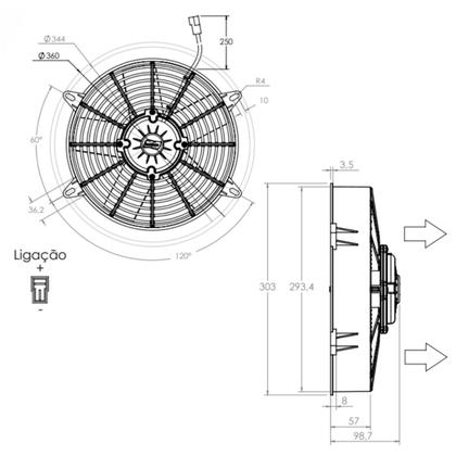 Imagem de Kit 2 Eletroventilador 11 Polegadas 24v Aspirante Imobras