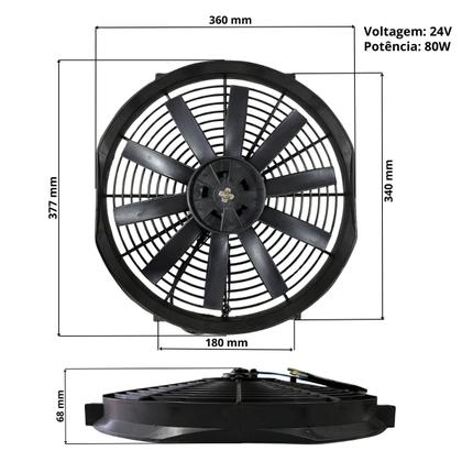 Imagem de Kit 2 Eletroventilador Universal 14 Pol 24v 80w Soprante