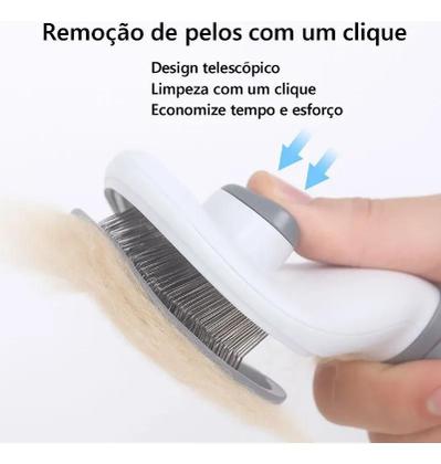 Imagem de Kit 2 em 1 Escova Rasqueadeira Automática + Esponja Banho de Shampoo Silicone Cães Gatos Pet