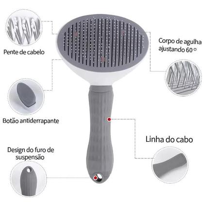 Imagem de Kit 2 em 1 Escova Rasqueadeira Automática + Esponja Banho de Shampoo Silicone Cães Gatos Pet