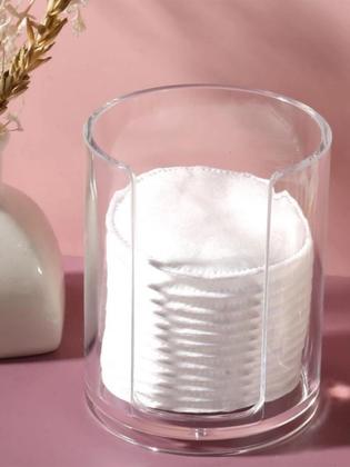 Imagem de Kit 2 Em 1 Porta Algodão e Cotonete Objetos em Acrílico Duplo Transparente Organizador de Super Resistente