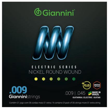 Imagem de Kit 2 Encordoamento Guitarra Giannini Electric GEEGSTP09 Nickel Plus .009
