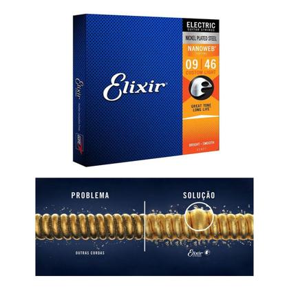 Imagem de Kit 2 Encordoamentos Guitarra 009 Híbrida Elixir Custom Light Nanoweb 12027