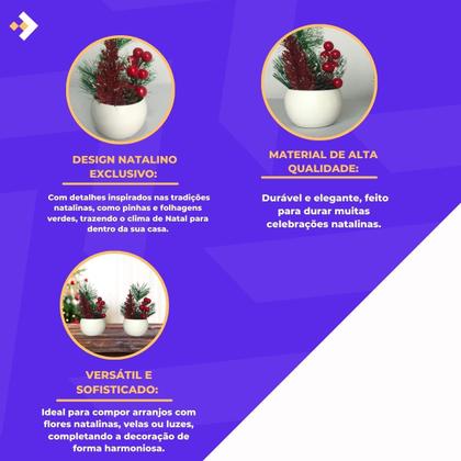 Imagem de Kit 2 Enfeites De Natal Arranjos Natalinos Vasos Decoração