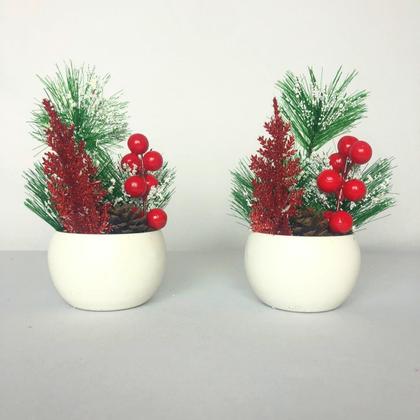 Imagem de Kit 2 Enfeites De Natal Arranjos Natalinos Vasos Decoração