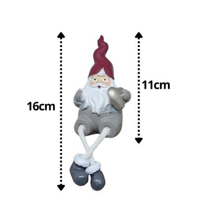 Imagem de Kit 2 Enfeites Resina Mini Papai Noel Estilizado Sentado 11cm Cinza e Vinho - Magizi