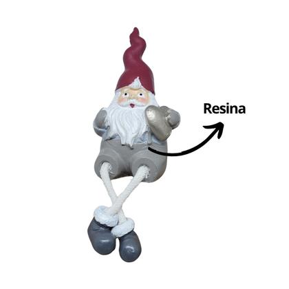 Imagem de Kit 2 Enfeites Resina Mini Papai Noel Estilizado Sentado 11cm Cinza e Vinho - Magizi