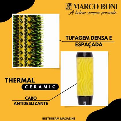 Imagem de Kit 2 Escova De Cabelo Térmica Em Cerâmica Profissional Marco Boni Com Cerdas Duplas De Javali P GG