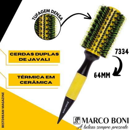 Imagem de Kit 2 Escova De Cabelo Térmica Em Cerâmica Profissional Marco Boni Com Cerdas Duplas De Javali P GG