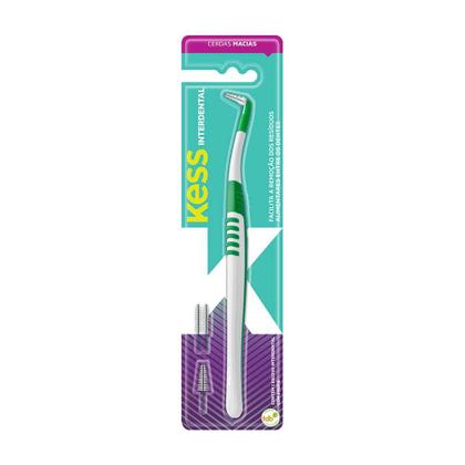 Imagem de Kit 2 Escova Interdental Cônica para Aparelho e Próteses com 8 Refis Cerdas Macias Kess