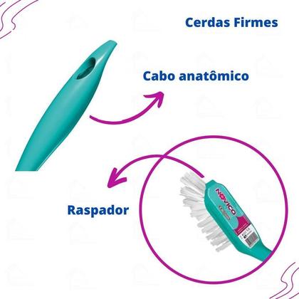 Imagem de Kit 2 Escova Noviça Longo Alcance E Cantos Multiuso Limpeza