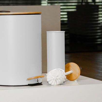 Imagem de Kit 2 Escova Sanitária c/ Tampa de Bambu e Suporte Soft