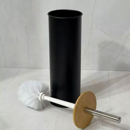 Imagem de Kit 2 Escova Sanitária c/ Tampa de Bambu e Suporte Soft