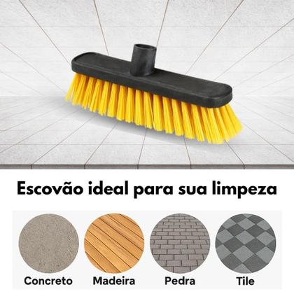 Imagem de Kit 2 Escovão de Limpeza Pesada Cerdas Duras Sem Cabo Vassoura Multiuso Profissional Piso e Garagem