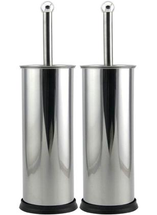 Imagem de Kit 2 Escovas Sanitária Vassoura Vaso Aço Inox Suporte Banheiro