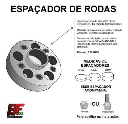 Imagem de Kit 2 Espaçador/Alargador de Rodas Duster Oroch Captur Clio