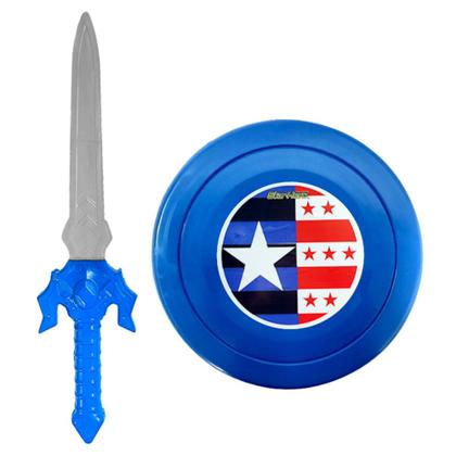 Imagem de Kit 2 Espadas com 2 Escudos Infantil Azul Americano Toy Master