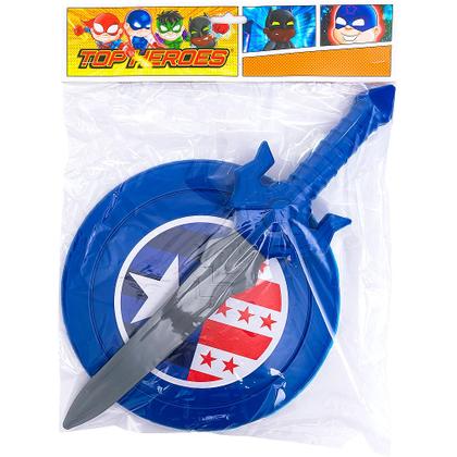 Imagem de Kit 2 Espadas com 2 Escudos Infantil Azul Americano Toy Master
