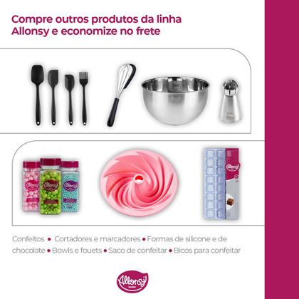 Imagem de Kit 2 espátulas 1 Pincel Silicone Vermelha Cabo de Bambu