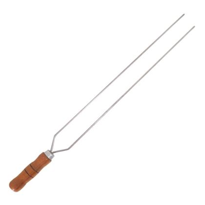 Imagem de Kit 2 Espeto Duplo 70cm De Inox Com Cabo Madeira Churrasco