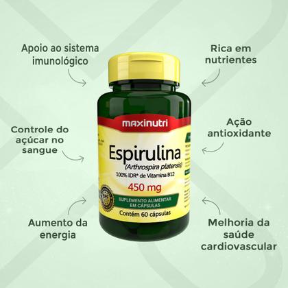 Imagem de Kit 2 Espirulina 450mg com 60 Cápsulas Maxinutri