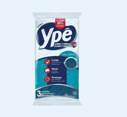 Imagem de Kit 2 Esponja Antibac Ypê Não Risca 6 UN Formato Anatômico