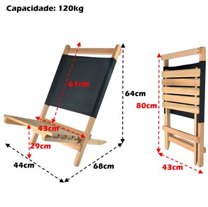 Imagem de Kit 2 Espreguiçadeira De Madeira Natural Para Piscina Jardim Varanda Área Externa Camping Preto - AMZ