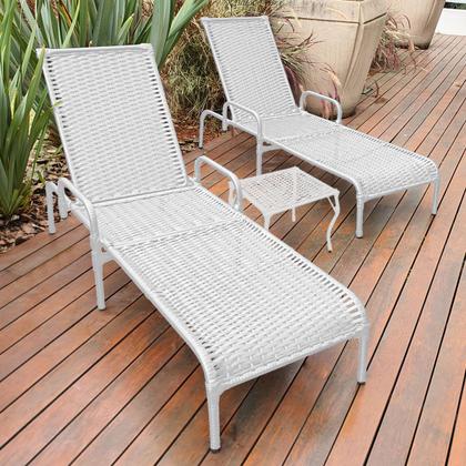 Imagem de Kit 2 Espreguiçadeiras Catar com Regulagem e Mesa de Centro para Piscina, Área Externa