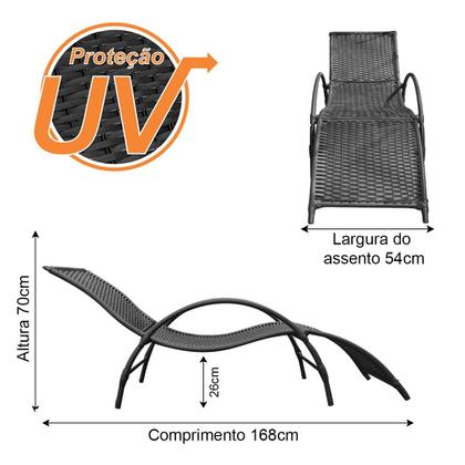 Imagem de Kit 2 Espreguiçadeiras Piscina Fibra Sintética Copacabana branca Com Mesa de Centro Reforçada