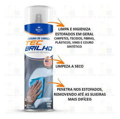 Imagem de Kit 2 Espuma De Limpeza Para Sofa Tapetes Estofados Limpa 300ml