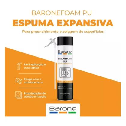 Imagem de Kit 2 Espuma Expansiva Pu Poliuretano 500ml 340g Vedação Barone