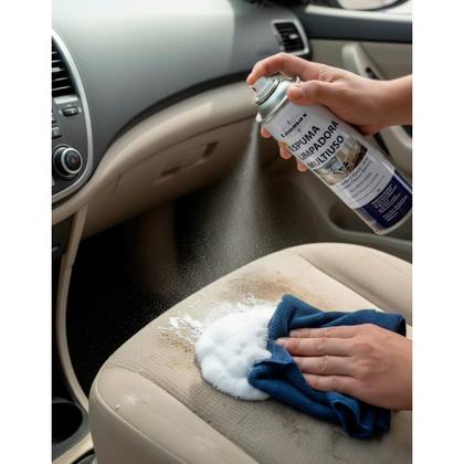 Imagem de Kit 2 Espumas de Limpeza 550ml Limpa Tudo Estofados Calçados Sofá Vidros Limpa sem Esforço Lanmax