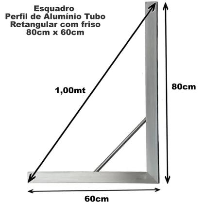 Imagem de Kit 2 Esquadro Alumínio 0,80 X 0,60cm P/ Pedreiro Construção