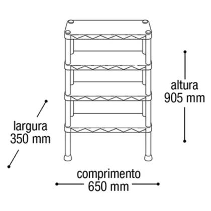 Imagem de Kit 2 Estante Preta de Plástico Modular 4 Prateleiras Multiuso