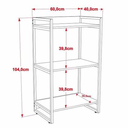 Imagem de Kit 2 Estantes Estilo Industrial 60cm Preto Onix Mpozenato