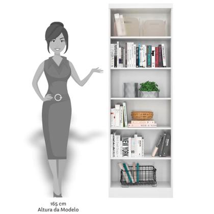 Imagem de Kit 2 Estantes Livreiro 5 Prateleiras Linus Branco - Qmovi