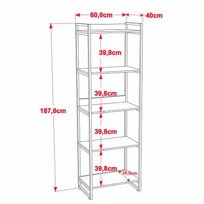 Imagem de Kit 2 Estantes Livreiro Prisma Estilo Industrial 60cm 5 Prateleiras Nogal - Mpozenato