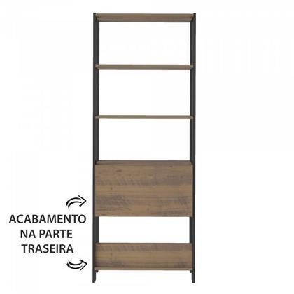 Imagem de Kit 2 Estantes Multiuso Alta 4 Prateleiras 1 Porta 166cmx126cm Match Artely