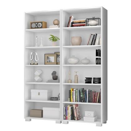 Imagem de Kit 2 Estantes para Livros 5 Prateleiras 188CMX121M Office Branco/Tx