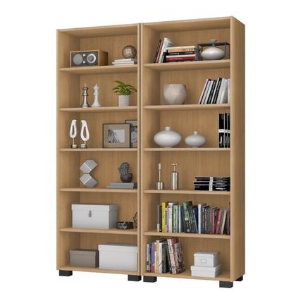 Imagem de Kit 2 Estantes para Livros 5 Prateleiras 188CMX121M Office Marrom/Freijó