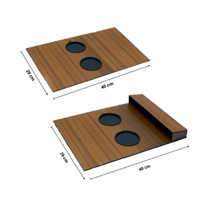 Imagem de Kit 2 Esteiras Bandeja Mdf Suporte Porta Controle Remoto Braço De Sofá Caramelo
