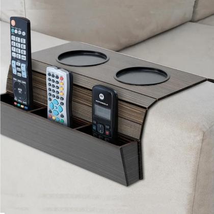 Imagem de Kit 2 Esteiras de Sofá em Madeira Apoio de Braço com Porta Copos e Controle