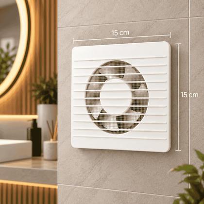 Imagem de Kit 2 Exaustor Para Banheiro Apartamento 100mm Bivolt Potência 18W Com Tela E Grade Doméstico 15cm