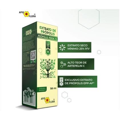 Imagem de Kit 2 Extrato de Própolis Verde 70% 30ml Alta Concentração Natural Sem Açúcar- Apis Flora