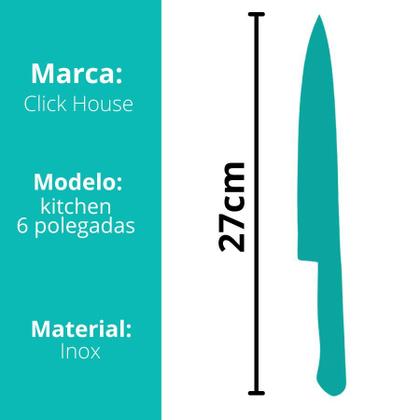 Imagem de Kit 2 Faca De Cozinha Carne Aço Inox 6 Polegada Profissional