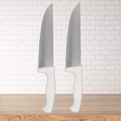 Imagem de Kit 2 Facas de Carne 8" Chef Gourmet Inox Açougue Profissional Cozinha Churrasco Fratelli