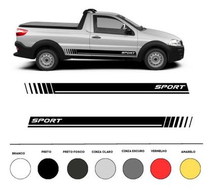 Imagem de Kit 2 Faixas Laterais  Adesiva Do Carro Fiat Strada Em Vinil