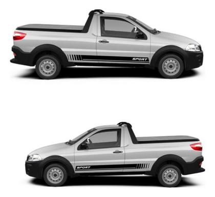 Imagem de Kit 2 Faixas Laterais  Adesiva Do Carro Fiat Strada Em Vinil