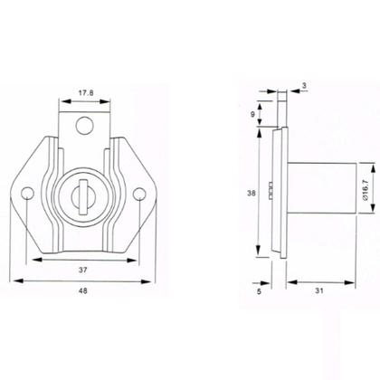 Imagem de Kit 2 Fechadura Para Móveis Gavetas Tambor 31mm C/ 2 Chaves