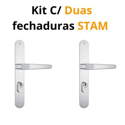 Imagem de Kit 2 Fechaduras Externas Stam 803/03 Inox Alavanca Segurança Porta Residencial Comercial